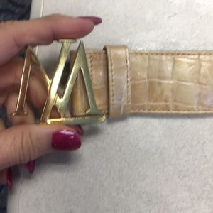 Vintage Escada cream mock croc belt